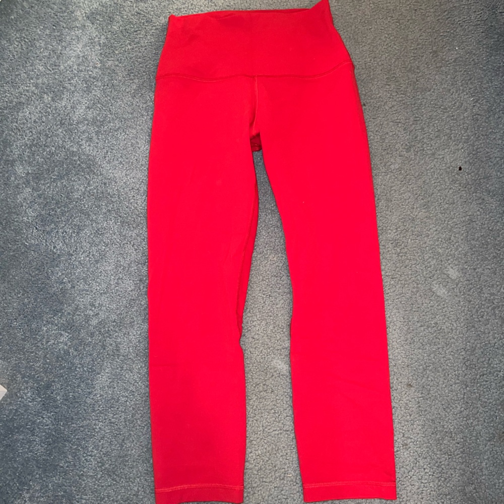 Red Lululemon Align Leggings 3/4 Length